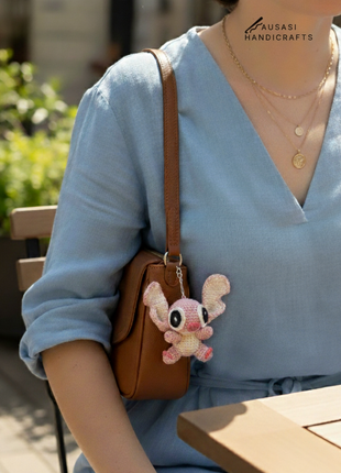 Crochet Pink Stitch Hanger/ Keychain