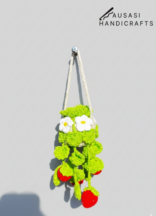 Crochet Strawberry Hanging ( Green Leaf)