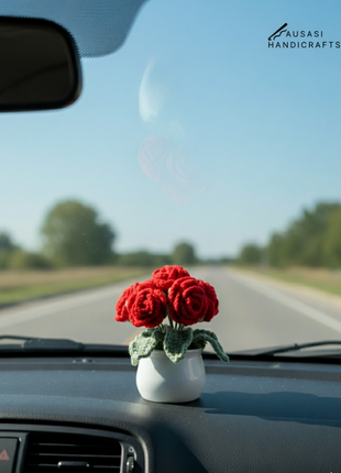 Crochet Rose Pot