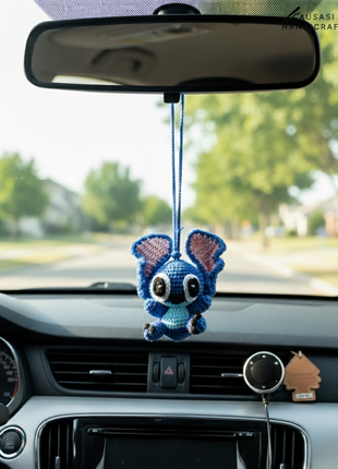 Blue Crochet Stitch Hanger/ Keychain