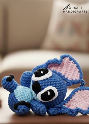 Blue Crochet Stitch Hanger/ Keychain