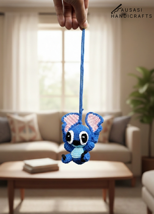Blue Crochet Stitch Hanger/ Keychain