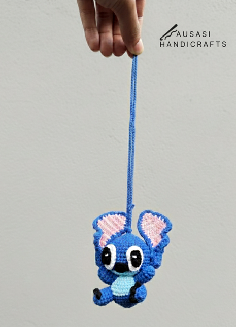 Blue Crochet Stitch Hanger/ Keychain