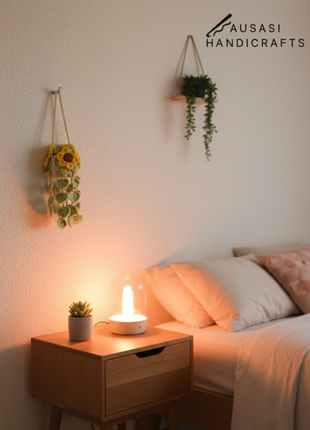 Crochet Sunflower Hanging Pot (Light Green)