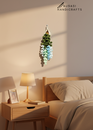 Crochet Hanging Plant (Blue/Green)