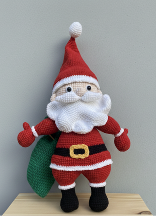 Giant Crochet Santa with Green Gift Bag