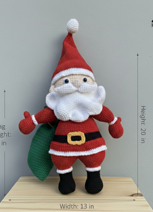 Giant Crochet Santa with Green Gift Bag