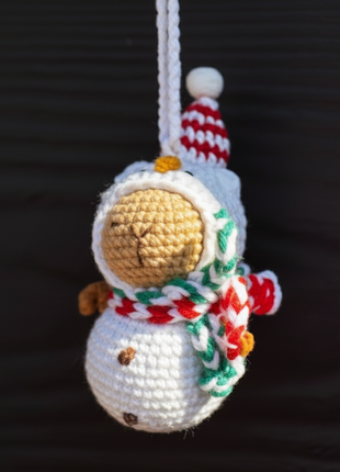 Handmade crochet Capibara Snowman
