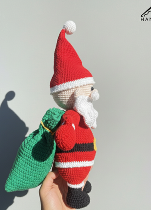Giant Crochet Santa with Green Gift Bag