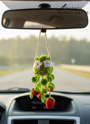 Crochet Strawberry Hanging ( Green Leaf)