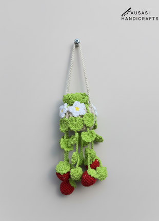 Crochet Strawberry Hanging ( Green Leaf)
