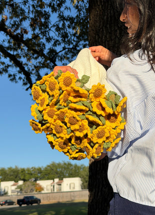 Handmade Crochet Sunflower Blanket Bouquet