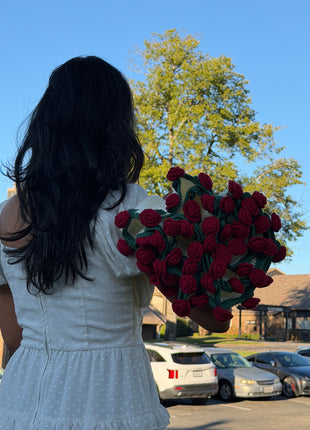 Handmade Crochet Rose Blanket Bouquet (Medium)