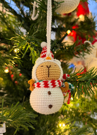 Handmade crochet Capibara Snowman