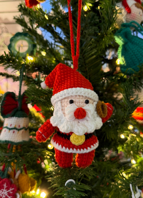 Crochet Santa charm with bag