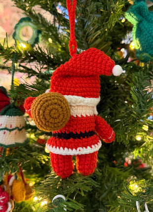 Crochet Santa charm with bag