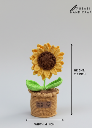 Handmade Potted Crochet Sunflower