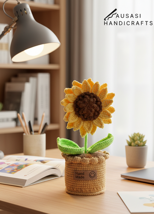 Handmade Potted Crochet Sunflower