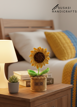 Handmade Potted Crochet Sunflower