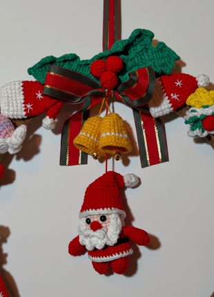 Handmade Crochet Santa Christmas Wreath