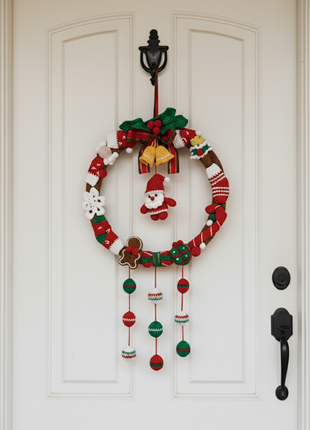 Handmade Crochet Santa Christmas Wreath