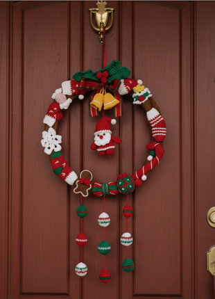 Handmade Crochet Santa Christmas Wreath